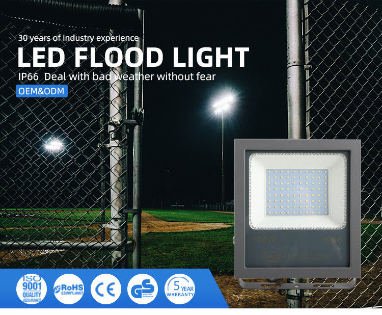 IP66/67 impermeable 30W 50W 100W 150W 200W luz de inundación LED delgada para estadio al aire libre